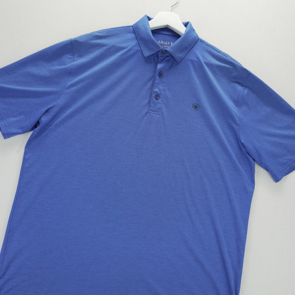 AriatTEK Heat Series Mens Medium Blue Heather Short Sleeve Polo Shirt